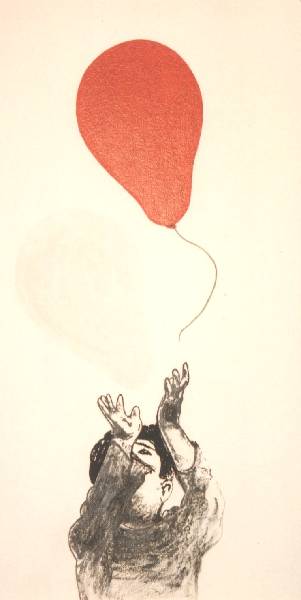 Den røde ballong B,H: 40x78. Sold