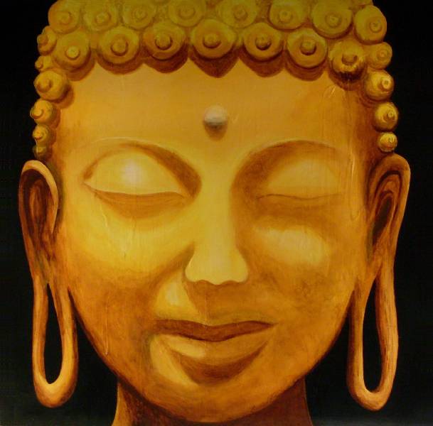 Guld Buddha B,H: 56x56. Sold
